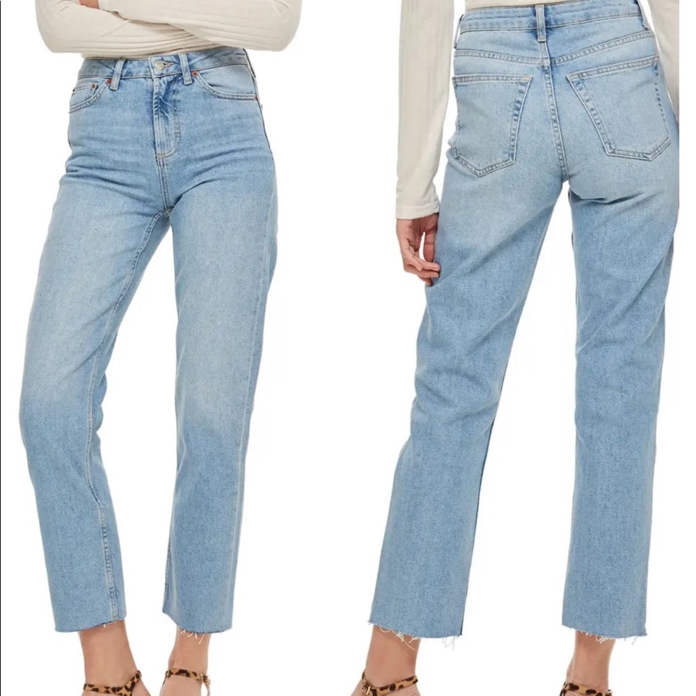 MOM jeans high rise straight leg raw hem size 30